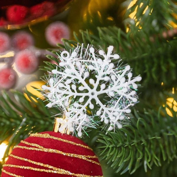 Подвеска Т170-1 Снежинка 6 шт 5,5 см пластик (за 10шт)