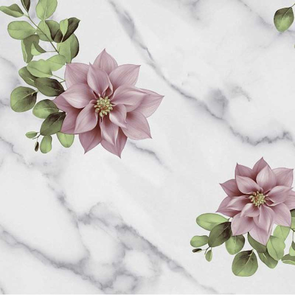 Клеенка 1,40*20 ДЕКОРАМА 150А цветочная ветка мрамор ТУРЦИЯ