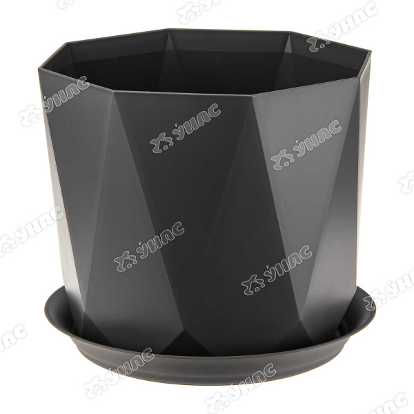 Кашпо ПРИЗМА D220 4,7л с поддоном графит М3139 х8 