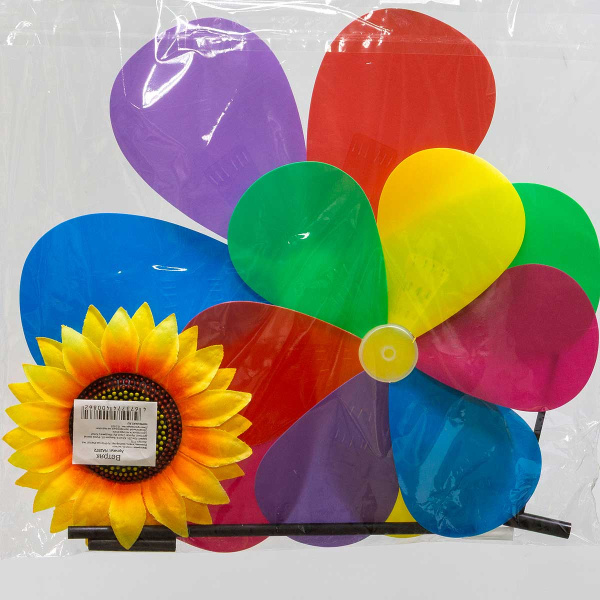 Ветряк D-26-35см двойной разноцветные матовые лепестки NA2672