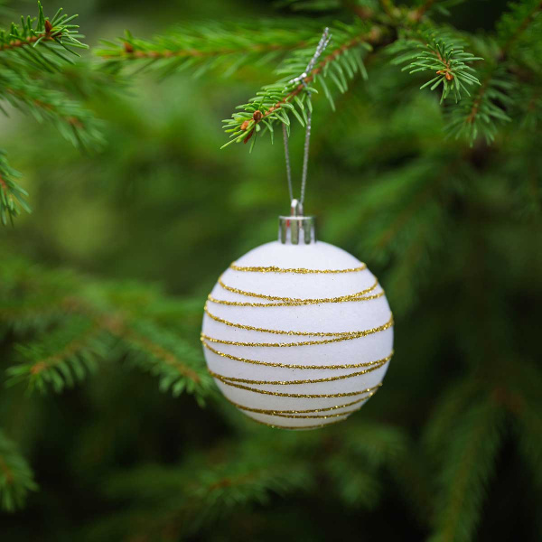 Набор елочных украшений 6R-DC9/H1-1 6 см 9 шт Шары Бархат белый