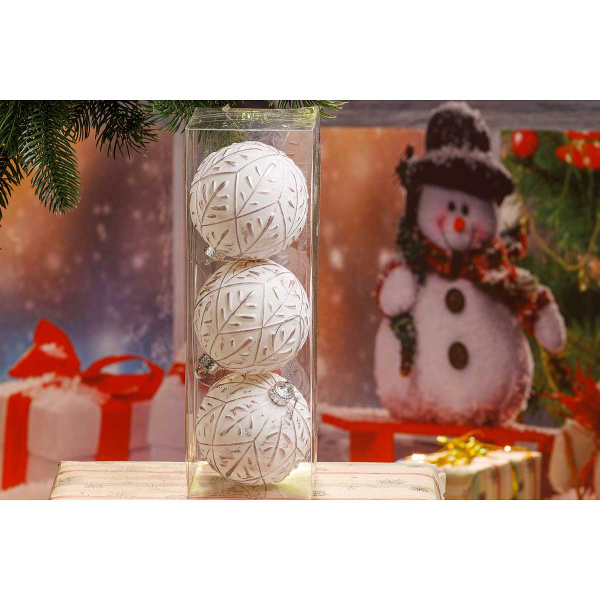 Набор елочных шаров  ВЕТКИ РОЗОВЫЕ   3шт, D-8см