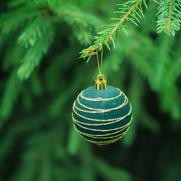 Набор елочных украшений 6R-DKC8/H1-8 6 см 8 шт Шары Бархат изумруд