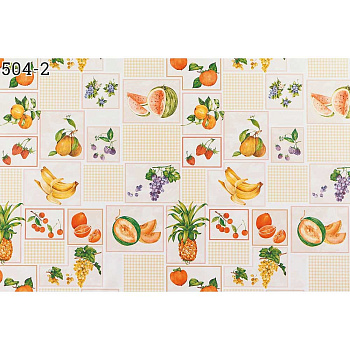 Клеенка тканая основа 125*25м 1 сорт 504/2 (фрукты, бежевый) Тверь