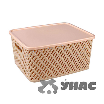 Корзина "Плетенка" 350*290*175 с крышкой Бежевый БШ3557