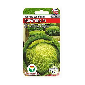 Капуста савойская Виратоба СибСадГибрид  голландской  селекции  идеально подходящий для  выращивания в  умеренном климате. Устойчив к первым осенним заморозкам, подходит для поздней уборки. Готовая продукция долго стоит в поле без потери товарных и вкусов