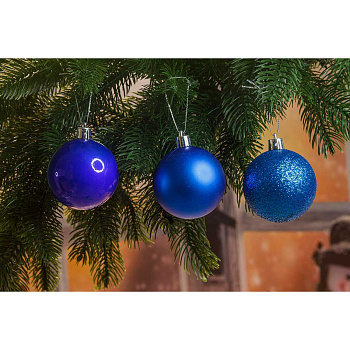 Шар Т264-2 6шт 6см (акрил/мат/блес) синий (140)