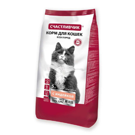 Счастливчик Корм для кошек 5 кг С индейкой 5349