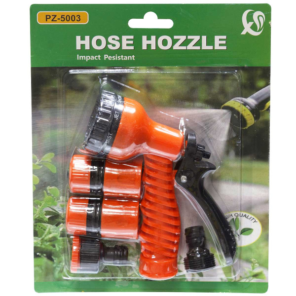 Набор для полива (пистолет-душ для полива 6режимов, муфта 1/2 цанга-быстросъем-2шт, соединитель, переходник) NA2406 САДОВИТА