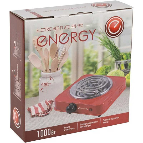 Эл. плитка 1комф. спираль ENERGY EN-902 1000Вт   х12