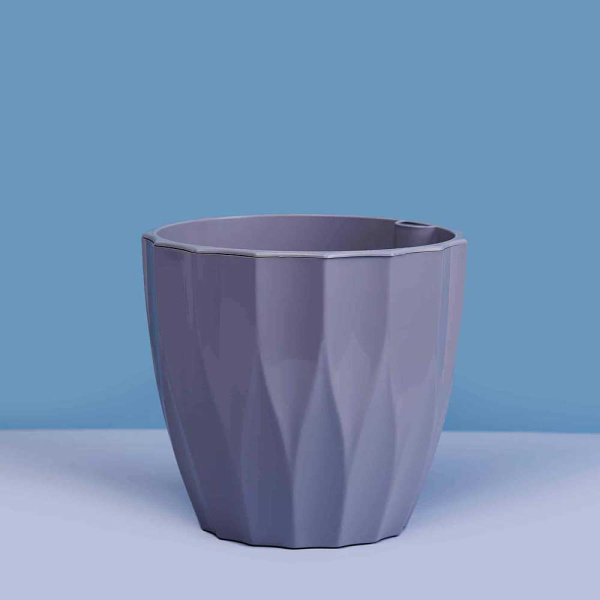 Кашпо "Флюте" 1,9л со вставкой Серый шёлк Пласт Авеню х12 
