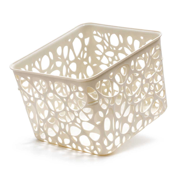 Корзинка квадратная 19x19x14,5см кремовая