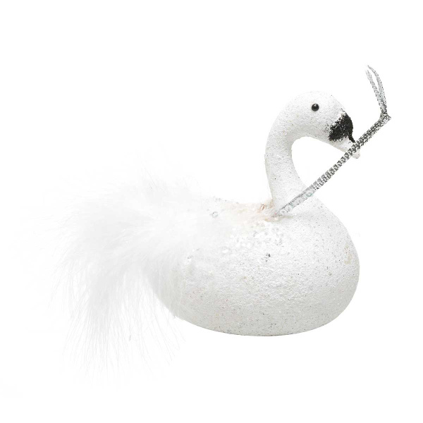 Шар D-4016W 1шт 13см Лебедь белый (хвост-перо/пух) (240)