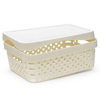 Корзина Eternity с крышкой 11л с ручками кремовая