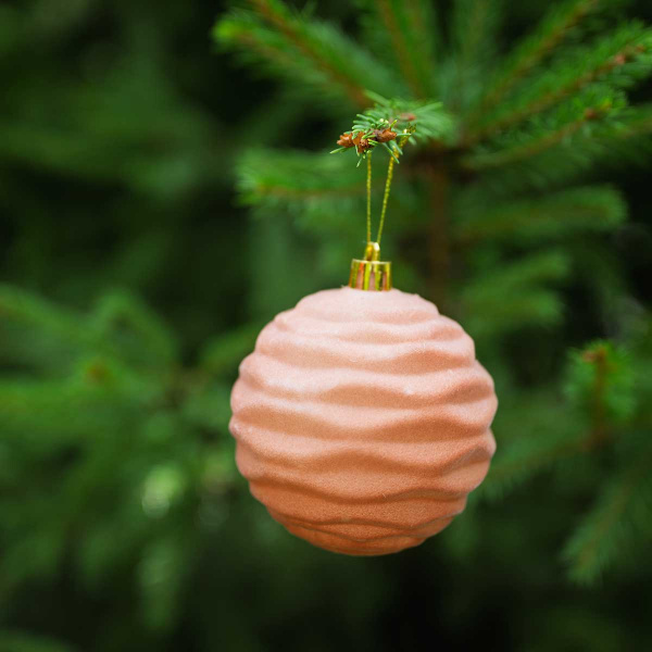 Набор елочных украшений LN19-7 8 см 6 шт Шары Бархат персиковый