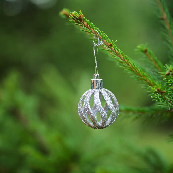 Набор елочных украшений 4ABCDK24-H19-1 4 см 24 шт Шары Серебро с белым