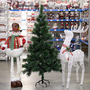 Елка HJ150-81серебро  150см 144ветки мет.подст.