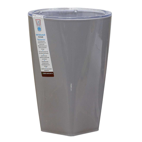 Кашпо "Грейс" d12 Серый шелк Пласт Авеню х10 