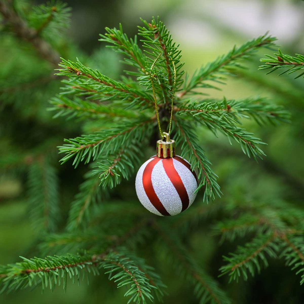 Набор елочных украшений 4ABCDK24-H19-3 4 см 24 шт Шары Красные с белым