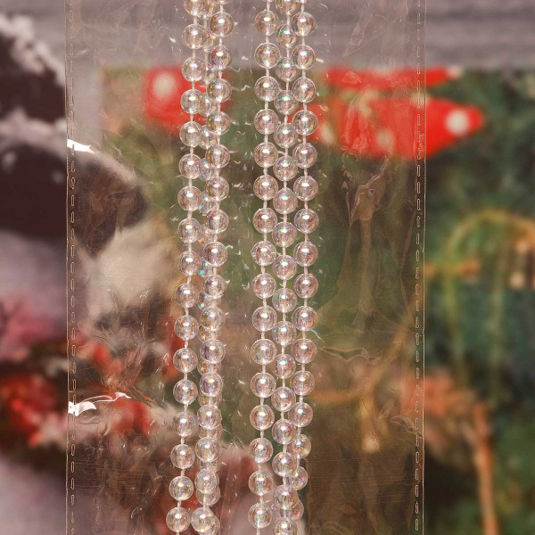 Цепь новогодняя Т178-6 1,8м Шарик d-0.6см перламутровый х24