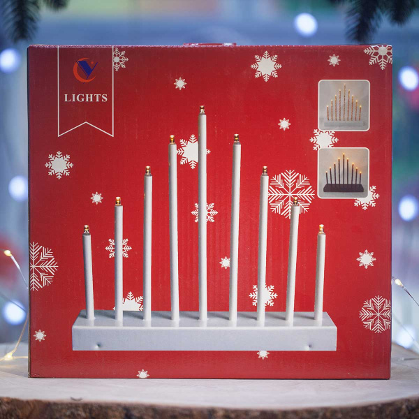 Гирлянда интерьерная "Свечи на подставке" 60-84-3 26см 9свечей (теп)