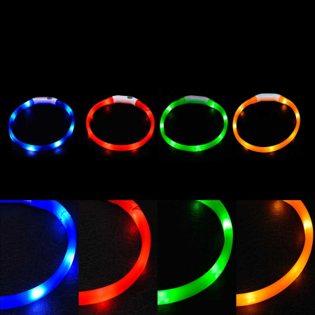 Ошейник 70*1,5см свет-ся 3реж микс USB NA2616 (144