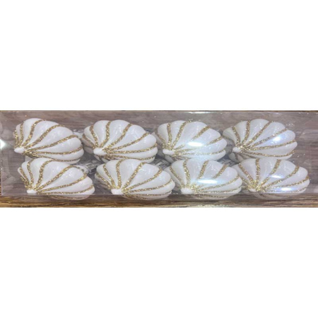 Шар 4ZDC8-H89 8шт 4см "Юла" белые с золотой нитью (168)