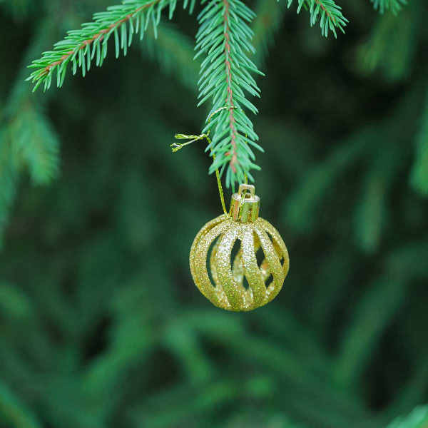 Набор елочных украшений 4ABCDK24-H19-2 4 см 24 шт Шары Золото с белым