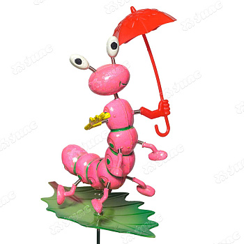 Штекер садовый Гусеница зонтом на листе NA2073 12*13см (280)