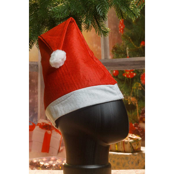 Колпак новогодний LRM-1 26*32см флис красный без рисунка (цена за12шт)  х50