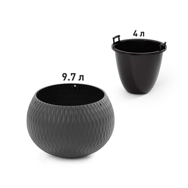 Кашпо "Жемчужина" 4л ГРАФИТ БШ8916 х4 