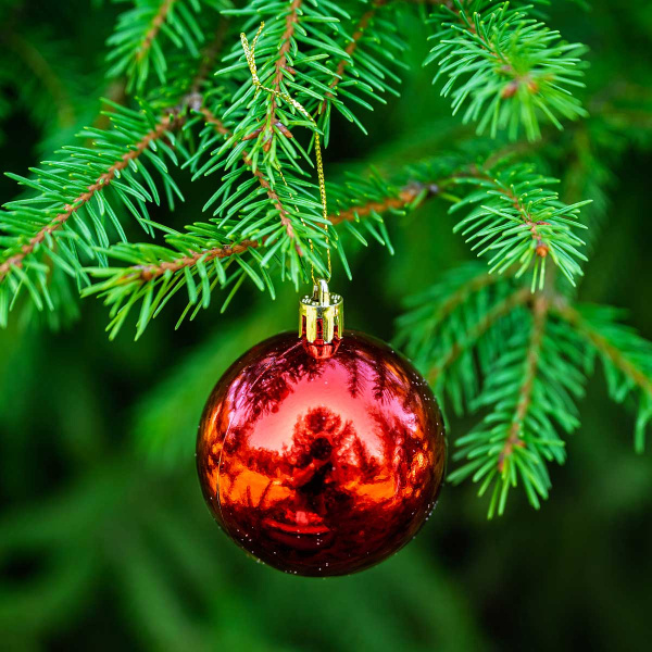 Набор елочных украшений JT25-A2077 6 см 12 шт Шары красный/белый/зеленый