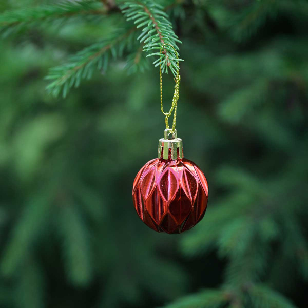 Набор елочных украшений 4ABCDK24-H19-3 4 см 24 шт Шары Красные с белым