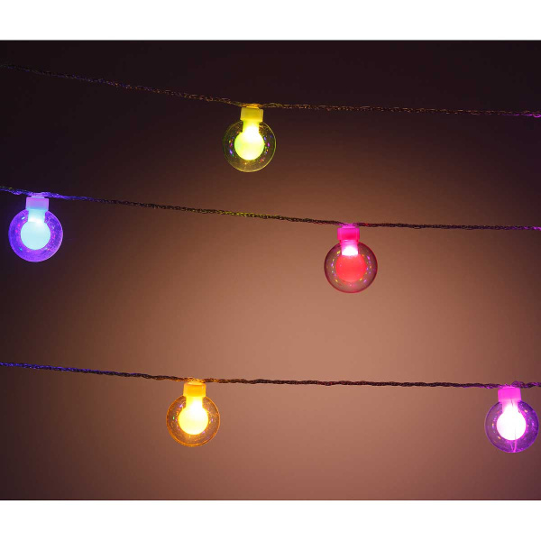 Гирлянда LLN-02 ШАР ПРОЗРАЧНЫЙ D-6см С ЦВЕТНОЙ ЛАМПОЧКОЙ ВНУТРИ. длина 5м ЦВЕТНОЙ