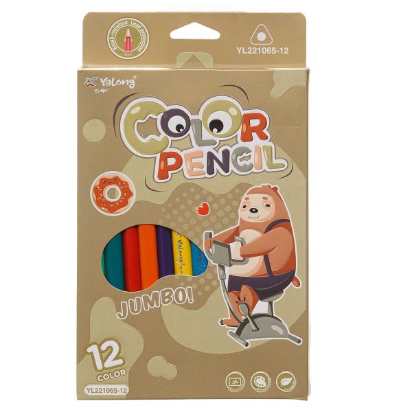 Карандаши цветные 12 цветов толст.плас. YL221065-12