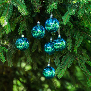 Шар Т173-7 6шт 6см (глянцевые)бирюзов (120)