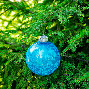 Шар H-176-4 1 шт 15 см "Морозный узор" ГОЛУБОЙ (128)