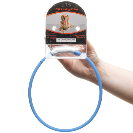 Ошейник 55*1,5см свет-ся 3реж микс USB NA2615 (144