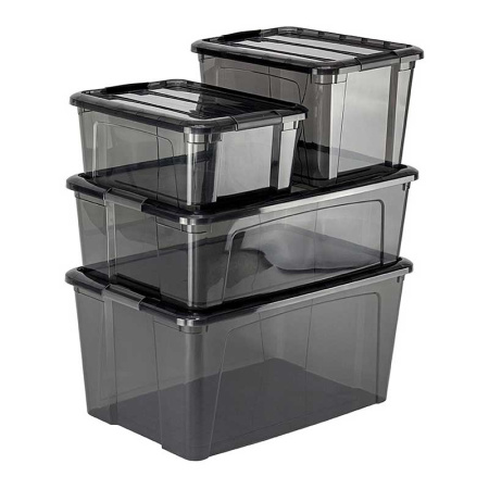 Ящик для хранения с замком КИП 15,5 л черный прозрачный М2337