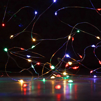 Гирлянда штора LED LLN-32-6 240л 3*2м ЦВЕТНОЙ провод "капелька"(100)