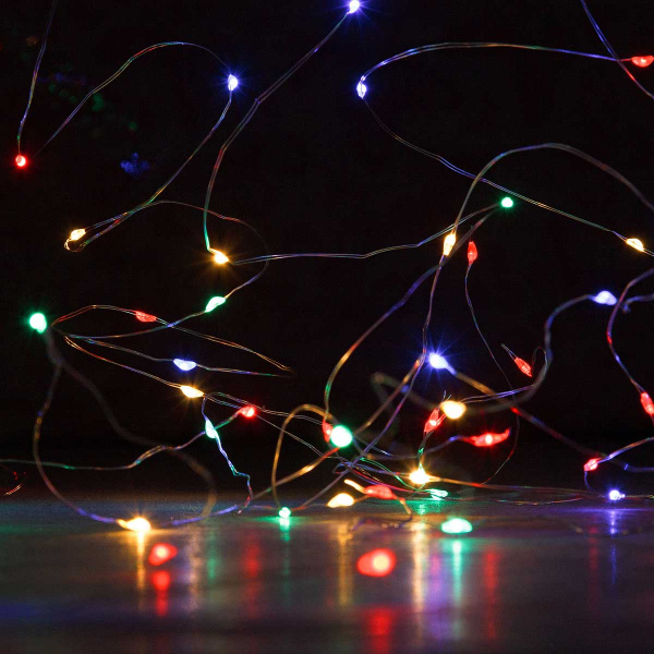 Гирлянда штора LED LLN-32-6 240л 3*2м ЦВЕТНОЙ провод "капелька"(100)