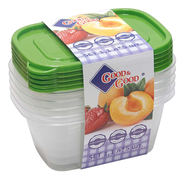 Набор прямоугольных контейнеров 5х1,1л