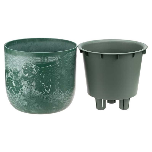 Кашпо МИКРИТ D180мм 1,9л со вставкой зеленый слайн М3265 х15 