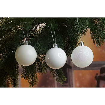 Шар Т264-3 6шт 6см (акрил/мат/блес) белые(140)