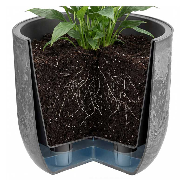 Кашпо МИКРИТ D280мм 7,8л со вставкой серый слайн М3267 х1 