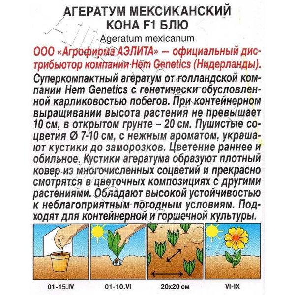 Семена Агератум Мексиканский Кона блю Аэлита 
