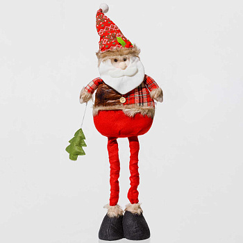 Фигура новогодняя CKK215A интерьерная Дед Мороз 60-90см с телескопическими ногами с елкой