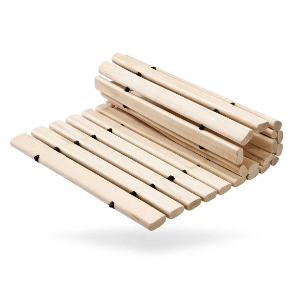 Рулонная садовая дорожка деревянная БЕРЕЗА (скреплена ПРОВОЛОКОЙ) 90см*45см