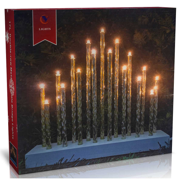 Гирлянда интерьерная "Свечи на подставке" 60-84-4 26см 17свечей (теп)