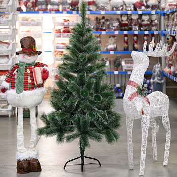 Елка HJ150-82-1 БЕЛАЯ (снег) 150см  144ветки мет.подст.